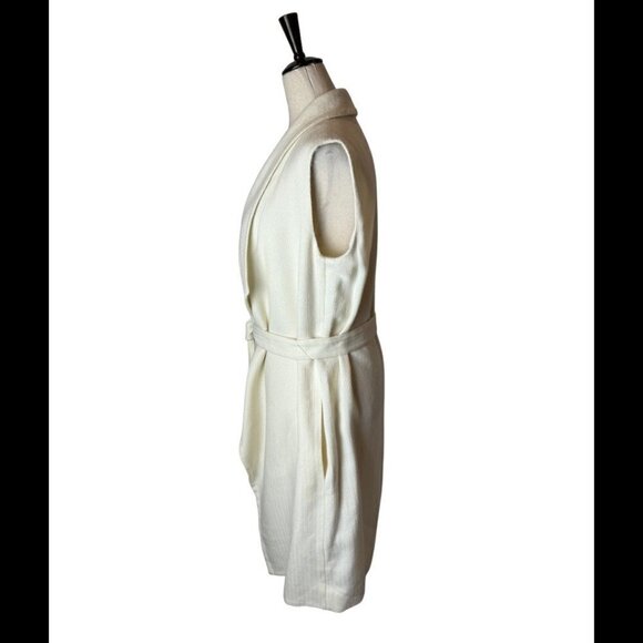 Hugo Boss Ivory Wool Blend Knit Waterfall Collar Long Line Belted Kalimi Vest 6 - Picture 8 of 12